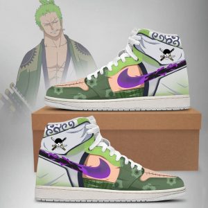 Zoro One Piece Air Jordan 1 High Top Shoes SMZOPA1