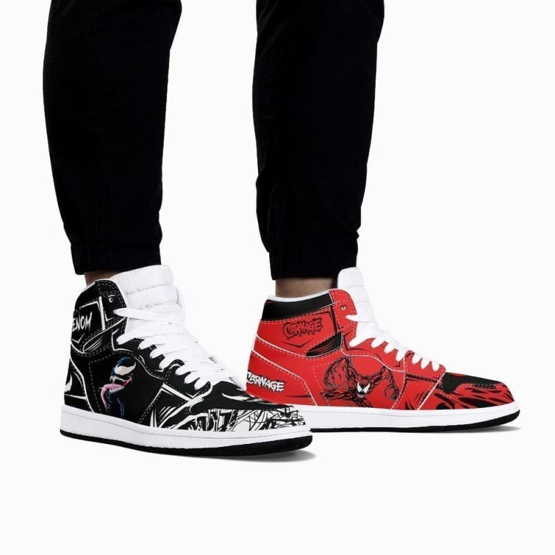 Venom Carnage Air Jordan 1 High Top Shoes SMVCAJ1