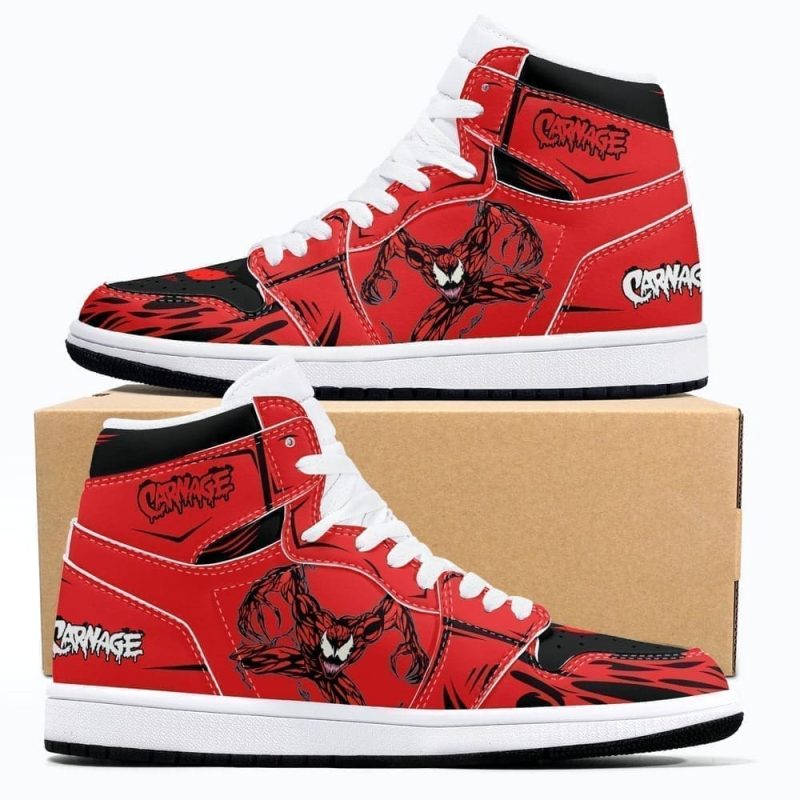 Venom Carnage Air Jordan 1 High Top Shoes SMVCAJ1 - Image 2