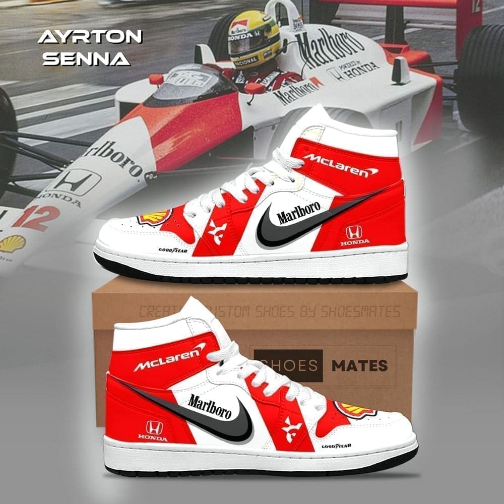 Ayrton Senna F1 Car AJ1 High Top Shoes