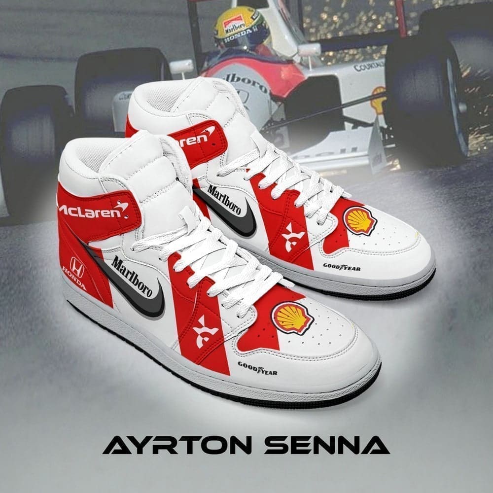 Ayrton Senna F1 Car AJ1 High Top Shoes