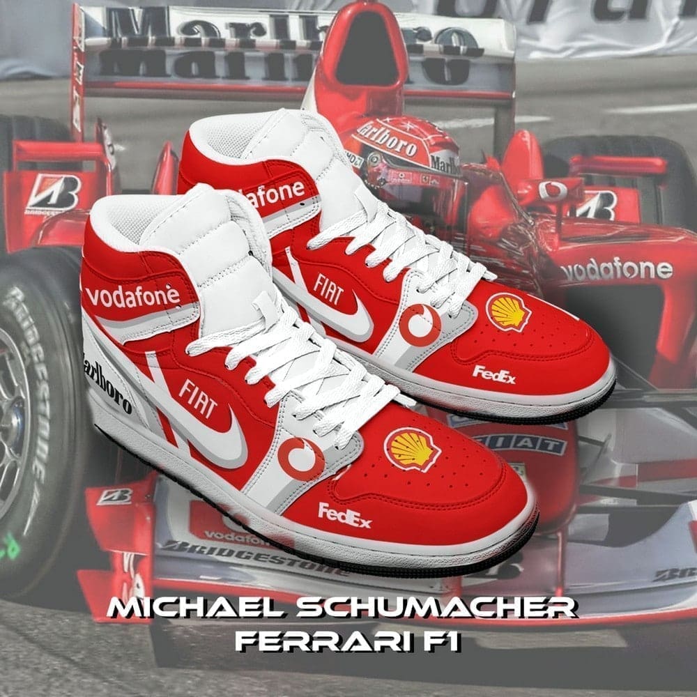 Michael Schumacher Ferrari F1 Car AJ1 High Top Shoes