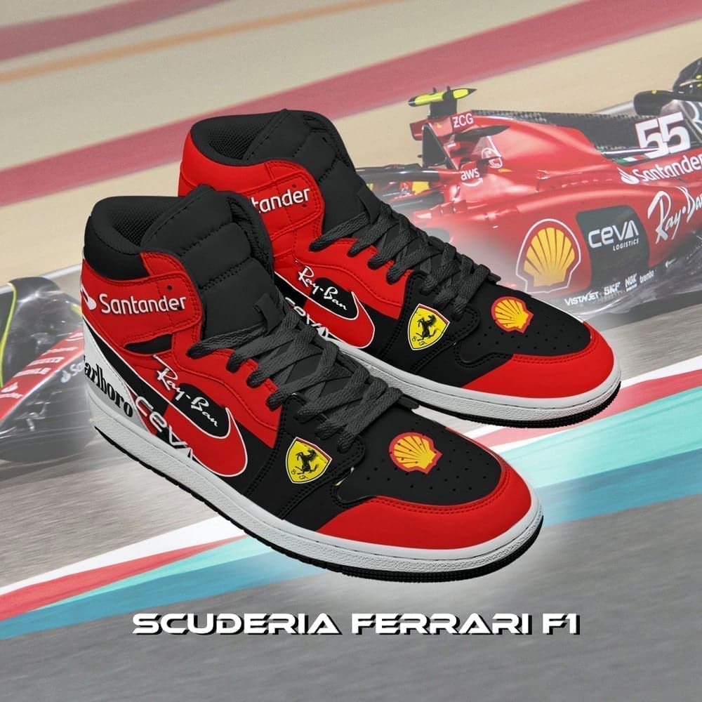 Scuderia Ferrari F1 Car AJ1 High Top Shoes